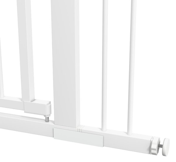 PawHut Barieră de Siguranță Interioară pentru Câini cu 2 Extensii și Ușă pentru Pisici, 76-104x77 cm, Alb | Aosom Romania