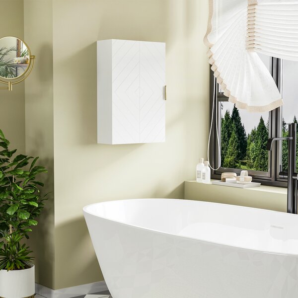 Kleankin Dulap pentru Baie Suspendat cu Rafturi Ajustabile, 40x15x60 cm, Alb | Aosom Romania