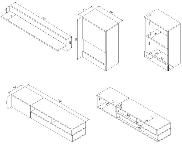 Mobilier living Shea (stejar lefkas + negru). 1008120