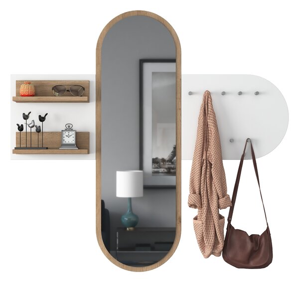 Mobilier hol Pixie 3 (alb + nuc) (cu oglindă). 1073322