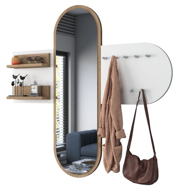Mobilier hol Pixie 3 (alb + nuc) (cu oglindă). 1073322