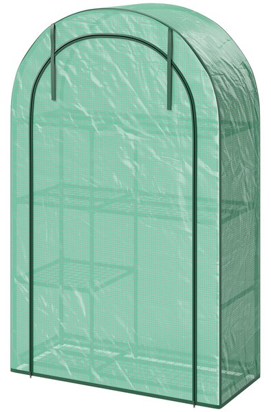 Outsunny Seră pentru Grădină cu 4 Niveluri, Ușă Batantă și 14 Catarame din Plastic, 100x45x160 cm, Verde | Aosom Romania