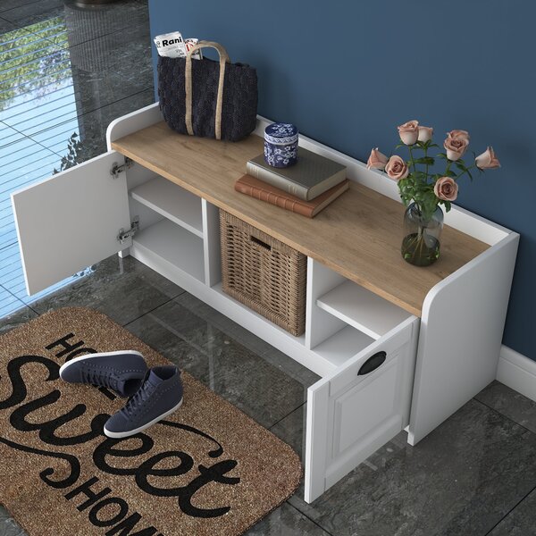 Pantofar/ Dulap pantofi Pixie 2 (Alb + Nuc). 1073335