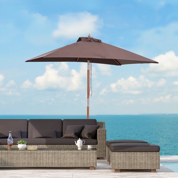 Outsunny Umbrelă de Grădină Înclinabilă cu Sistem cu Șnur și Orificiu de Ventilație, 200x150x235 cm, Cafeniu | Aosom Romania