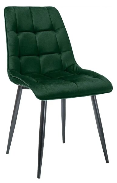 Scaun CHIC, verde/negru, stofa catifelata/metal, 50x58x88 cm