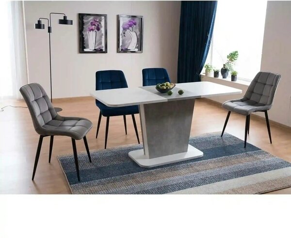 Scaun CHIC, albastru/negru, stofa catifelata/metal 50x58x88 cm