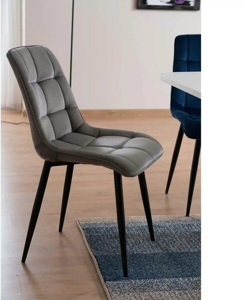 Scaun tapitat stofa CHIC, catifea gri - Bluvel 14, 50x58x88 cm