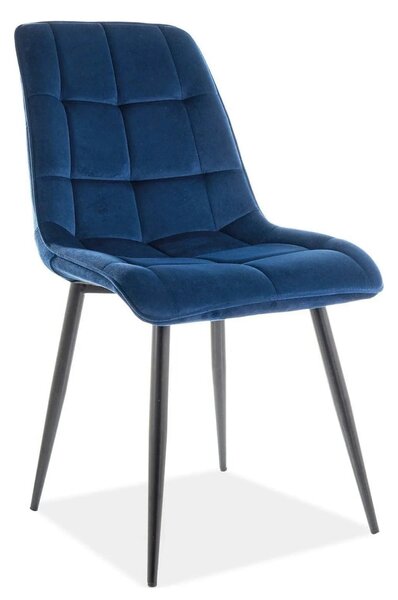 Scaun CHIC, albastru/negru, stofa catifelata/metal 50x58x88 cm