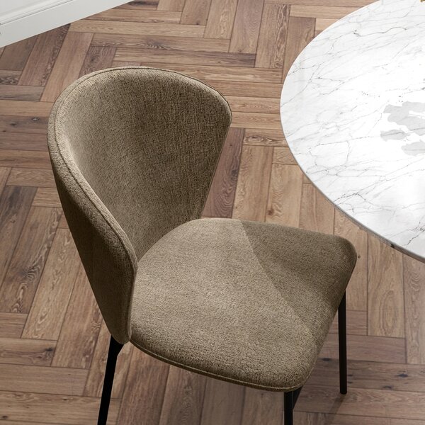 HOMCOM Scaun de masă, Design contemporan și elegant, Material textil cu efect de in, Oțel, 52 x 55 x 80 cm, Maro deschis | Aosom Romania
