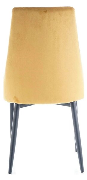 Scaun tapitat TRIX B, galben/negru, stofa catifelata/metal, 49x47x89 c
