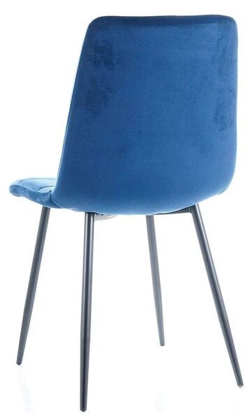 Scaun MILA, negru/albastru, stofa catifelata/metal, 45x41x86 cm