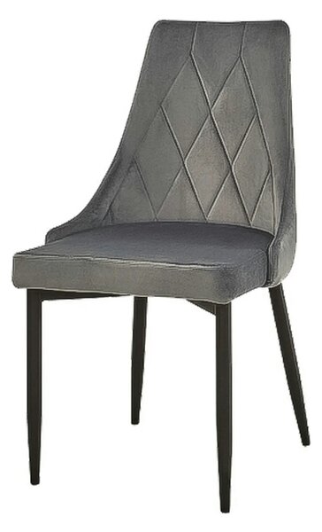Scaun tapitat TRIX B, gri/negru, stofa catifelata/metal, 49x47x89 cm