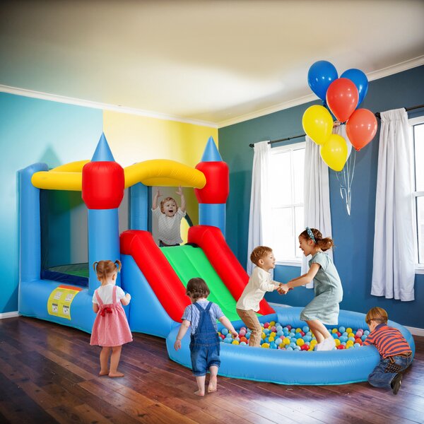 AIYAPLAY Castel Gonflabil Trambulină 4 în 1, Tobogan, 415x205x190cm, Multicolor | Aosom Romania