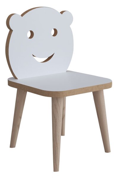 Scaun copii Jerry alb - culoare lemn natural 30x30x52cm