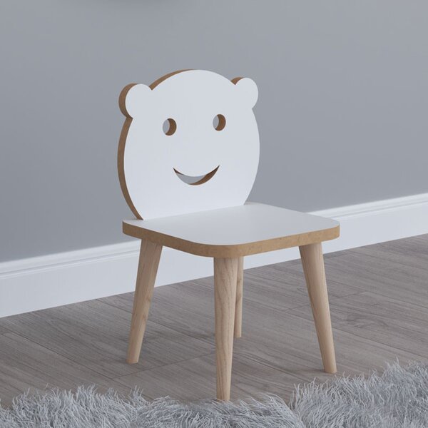 Scaun copii Jerry alb - culoare lemn natural 30x30x52cm