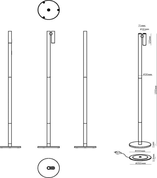 Lampadar LED reîncărcabil dimabil de exterior Lucide 27703/02/30 ANTRIM LED/2,2W/4V IP54 negru