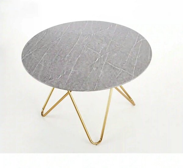 Masa BONELLO, gri/auriu, 120x120x76 cm