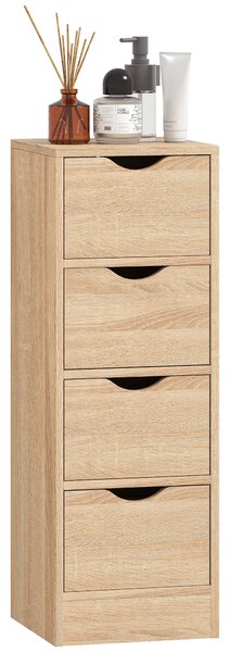 HOMCOM Dulap de Baie Compact cu 4 Sertare și Mânere Sculpatate, Stil Nordic | Aosom Romania