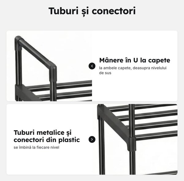 Suport pentru pantofi pe 3 niveluri, metalic, 12–15 perechi, 92 × 30 × 54 cm, negru
