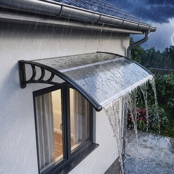 Outsunny Copertină de Exterior pentru Uși și Ferestre 75x100 cm, Protecție Solară și împotriva Ploii, cu Suport din Aluminiu, Transparentă | Aosom Romania