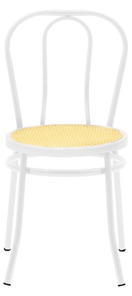 Scaun Vienna plastic ratan bej - metal alb