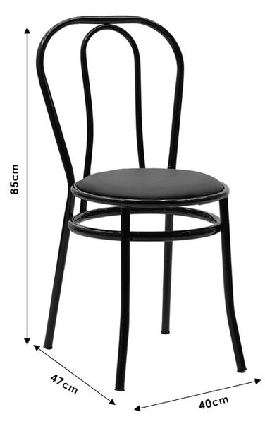 Scaun Vienna piele ecologica negru - metal alb