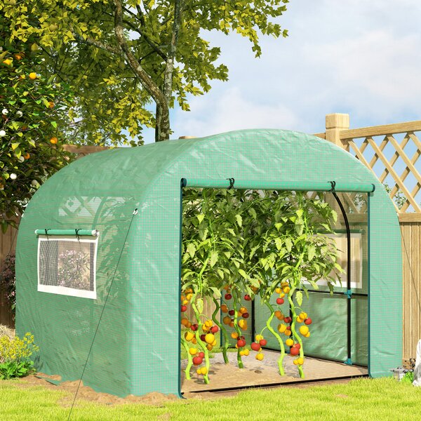 Outsunny Seră Tip Tunel 300 x 300cm Walk-In - Verde | Aosom Romania