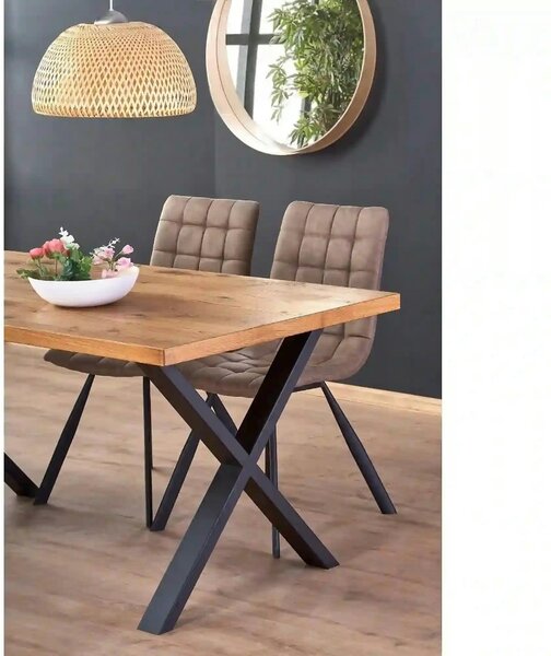 Masa extensibila XAVIER, stejar deschis/negru, lemn/otel, 160/250x90x7