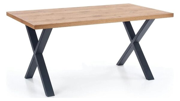 Masa extensibila XAVIER, stejar deschis/negru, lemn/otel, 160/250x90x7