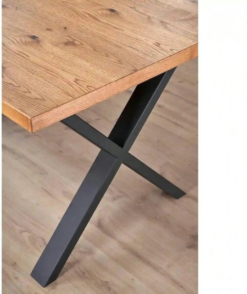Masa extensibila XAVIER, stejar deschis/negru, lemn/otel, 160/250x90x7