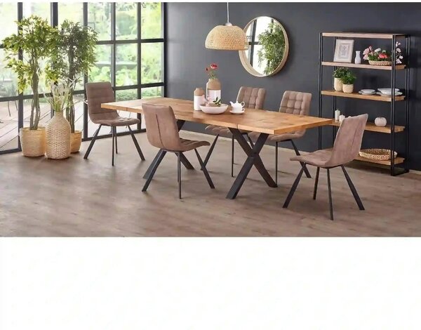 Masa extensibila XAVIER, stejar deschis/negru, lemn/otel, 160/250x90x7