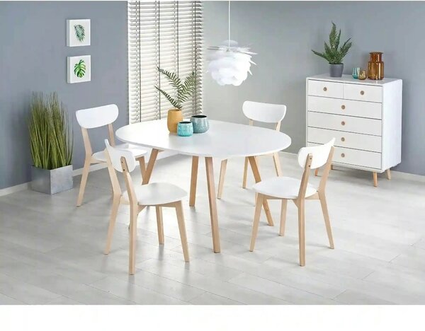 Masa extensibila RUBEN, alb/stejar, 102/142x102x73 cm
