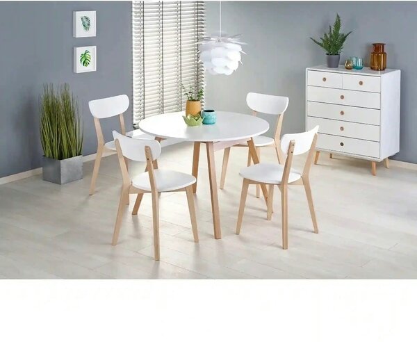 Masa extensibila RUBEN, alb/stejar, 102/142x102x73 cm