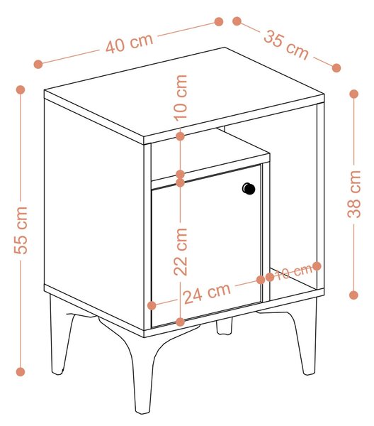 Noptieră Aliex 1 (nuc + negru). 1073490