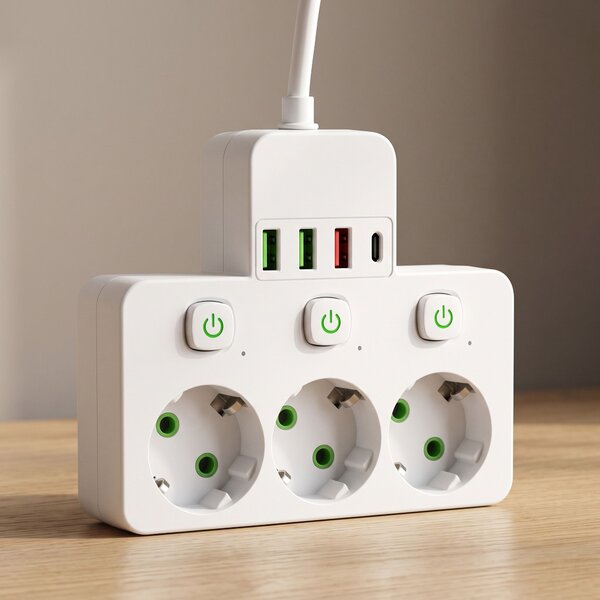 Prelungitor 3 Prize + 3x USB-A + USB-C JNH018 White