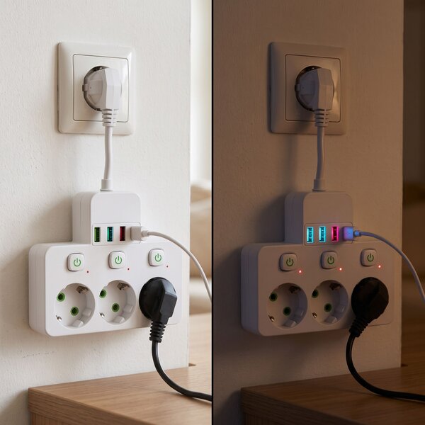 Prelungitor 3 Prize + 3x USB-A + USB-C JNH018 White