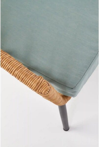 Banca GARDENA 2S, stejar/negru, rattan sintetic/otel, 140x68x71 cm