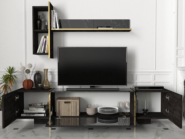 Mobilier living Vivaldi (Negru + Auriu). 1073514