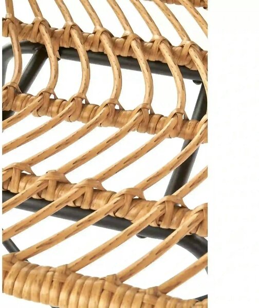 Scaun bar H97, negru/stejar, rattan sintetic/otel, 47x57x113 cm