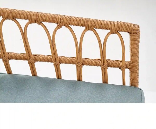 Banca GARDENA 2S, stejar/negru, rattan sintetic/otel, 140x68x71 cm