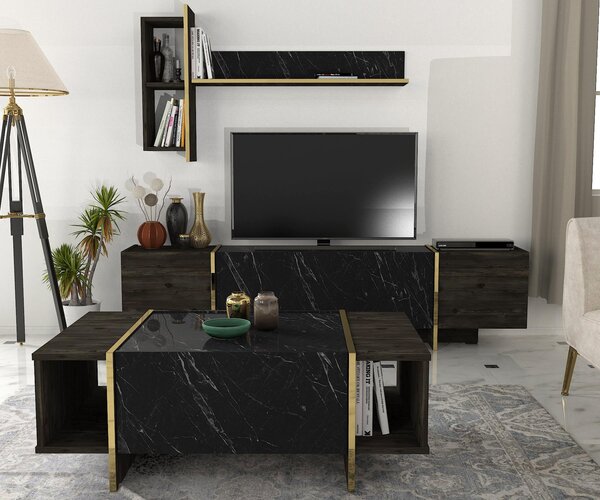 Mobilier living Vivaldi (Negru + Auriu). 1073514