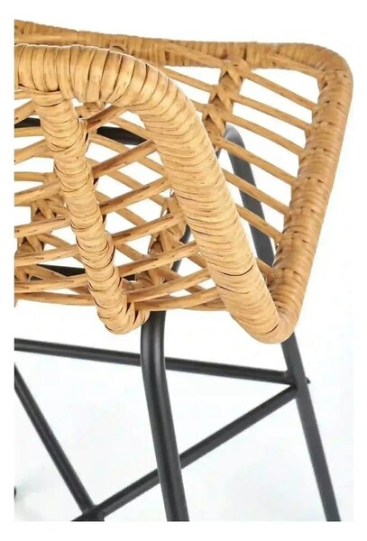 Scaun bar H97, negru/stejar, rattan sintetic/otel, 47x57x113 cm