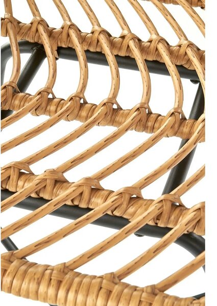 Scaun bar H97, negru/stejar, rattan sintetic/otel, 47x57x113 cm