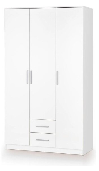 Dulap LIMA S-3, alb, PAL laminat, cu 3 usi si 2 sertare, 120x52x205 cm