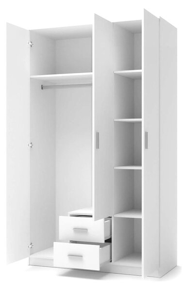 Dulap LIMA S-3, alb, PAL laminat, cu 3 usi si 2 sertare, 120x52x205 cm