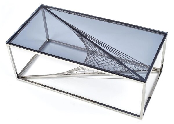 Masuta cafea INFINITY, transparent/argintiu, sticla/otel inoxidabil, 1