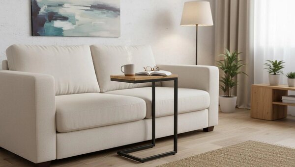Masuta cafea NISA, negru/stejar auriu, 40x30x60 cm