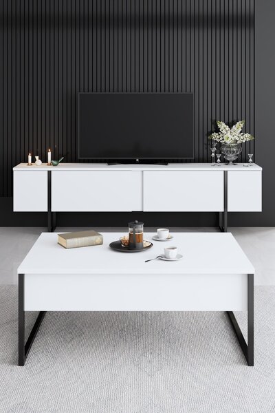 Set mobilier living Luna 1 (alb + negru). 1073574