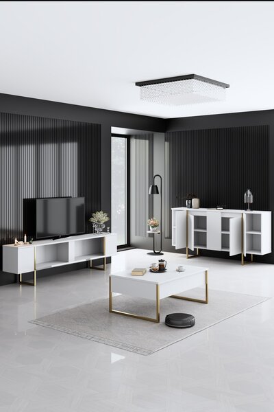Set mobilier living Luna 1 (alb + auriu). 1073577