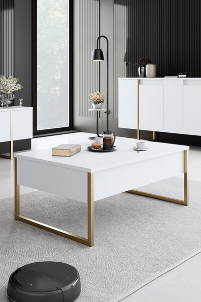 Set mobilier living Luna 1 (alb + auriu). 1073577